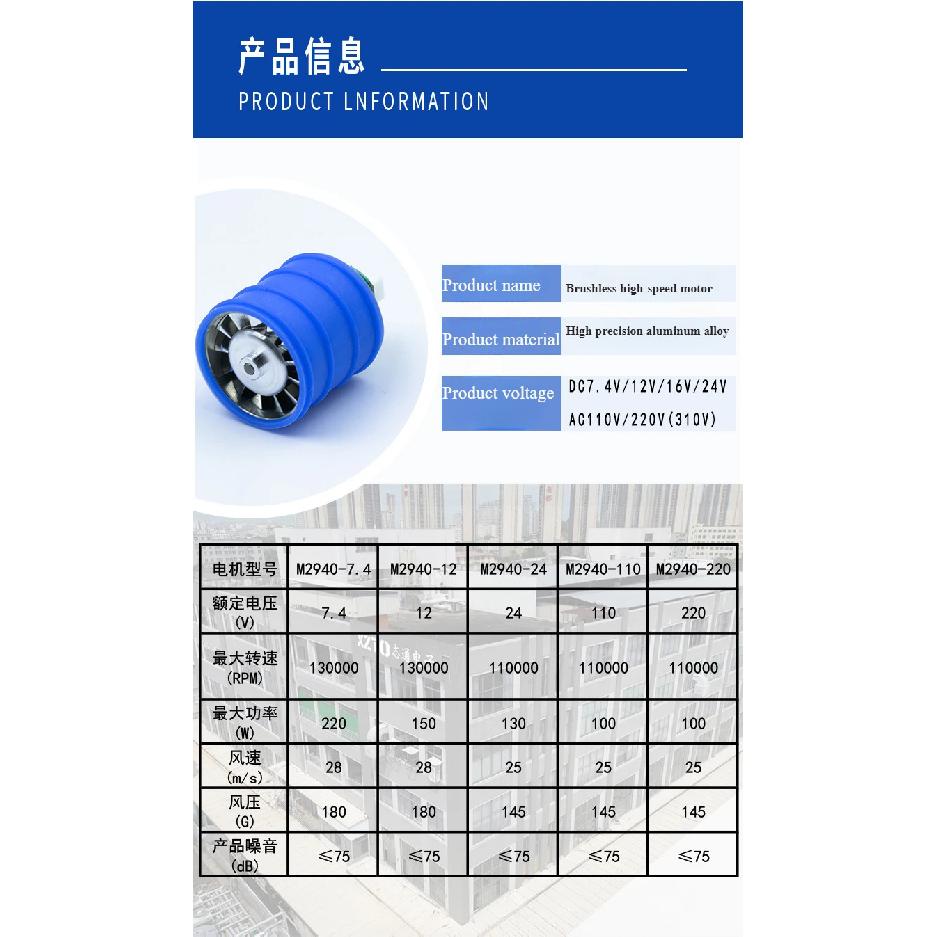 130,000 RPM turbo blower high-speed brushless motor 110,000 RPM violent fan 7.4v DC brushless motor