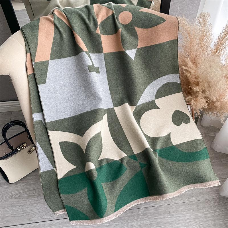 Scarf Women'S Autumn And Winter New Item Cashmere Blend Double-Sided Color Warm Shawl Thick Long Scarf High-End Sense Fashionable And Versatile