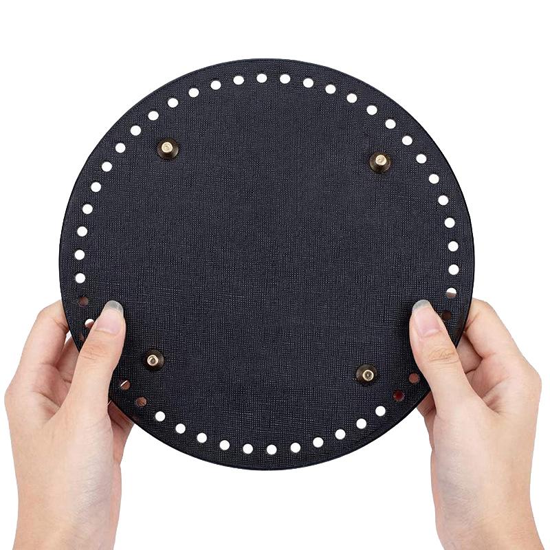 1Pc Diy Crochet Bag Bottom Accessories 15*15Cm Round Bottom For Knitted Bag Pu Leather Bag Base Handmade Bottom With Holes