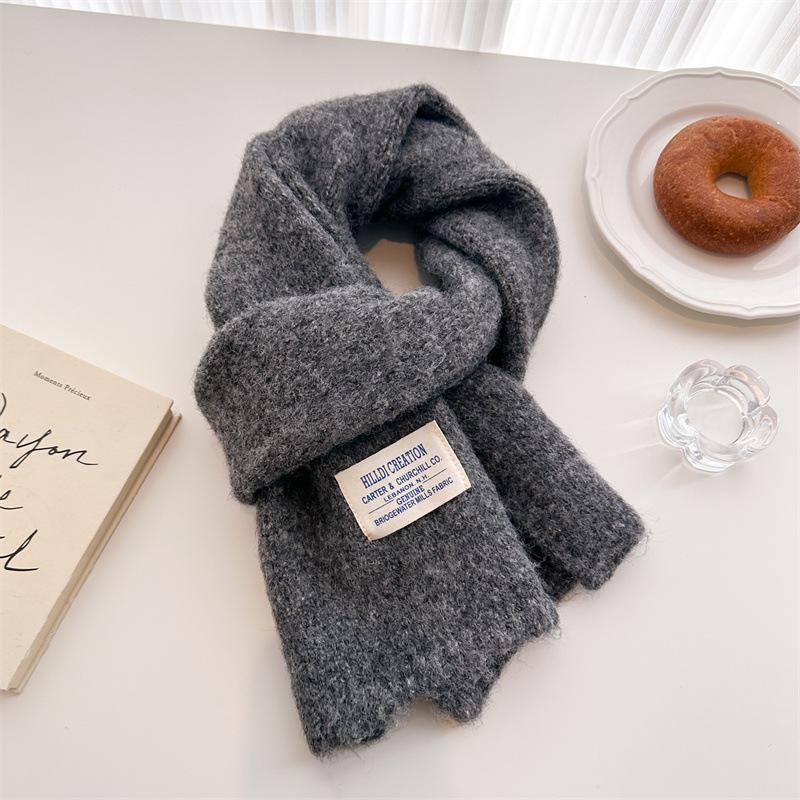 2024 Autumn/Winter New Solid Color Wool Knitted Scarf Medium Long Shawl Neck Versatile Warm For Women