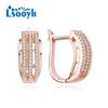 LSOOYH серьги-клипсы цвета розового золота, модные серьги для женщин, серьги-кольца с полым цирконием, ювелирные изделия
