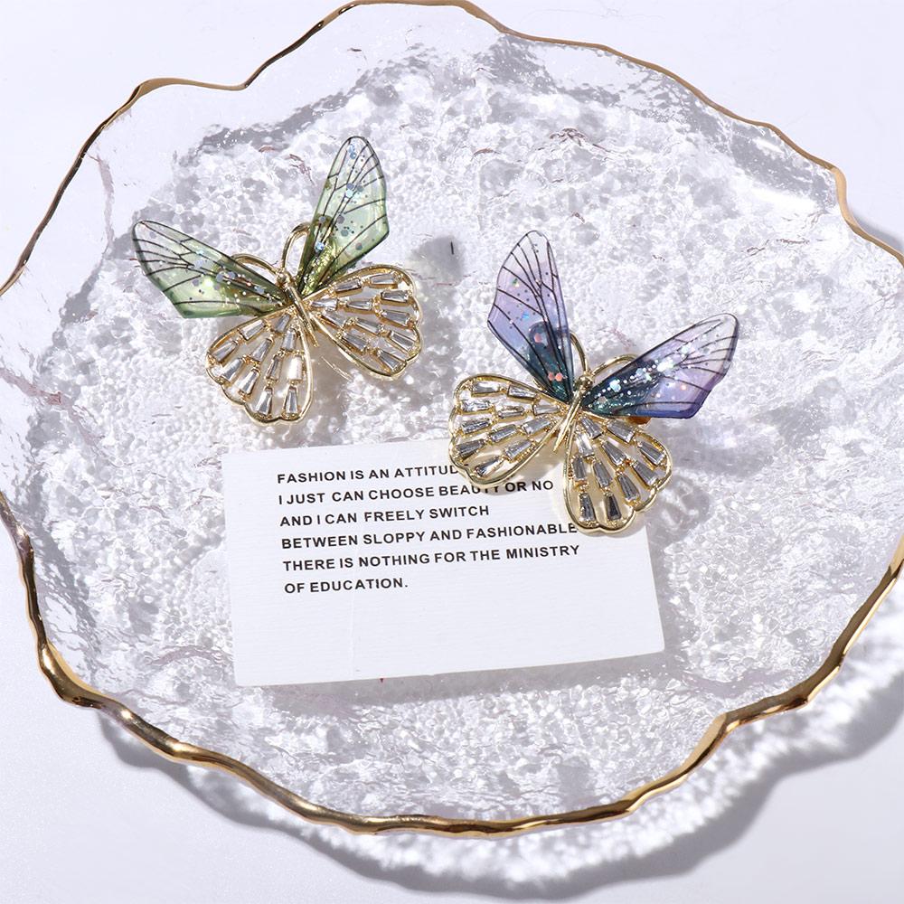Boys Luxury Sense Korean Style Badge Transparent Wings Butterfly Women Brooch Clothes Accessories