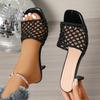 Женская обувь лето новый плетеный ремешок на одно слово темпераментная модная универсальная клетка тонкий каблук крутые шлепанцы
