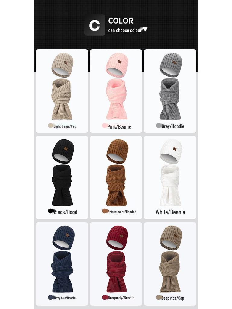 FEWK Зимний очень длинный шарф и шапка - Унисекс Флисовая подкладка Защита от холода Теплая вязка