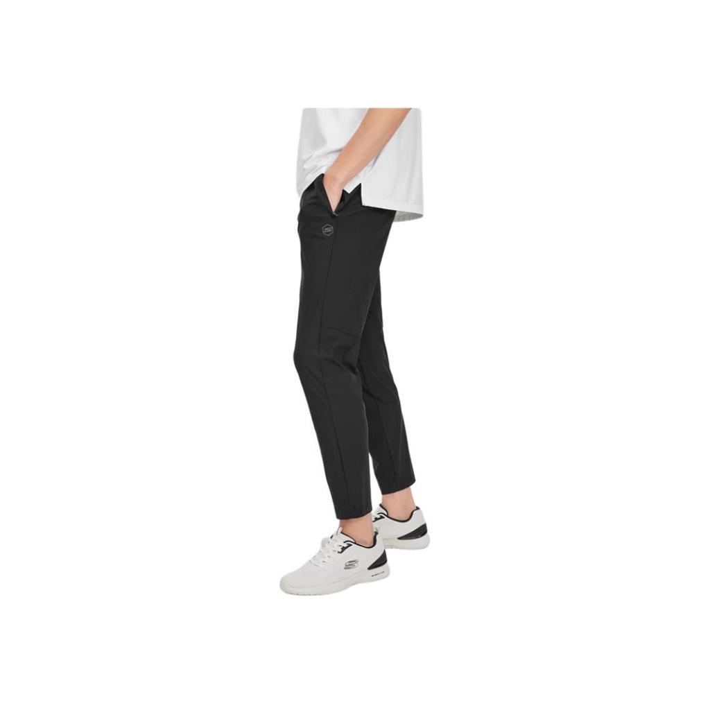 Skechers Однотонные спортивные брюки со средней посадкой, удобные, дышащие, прямого кроя, мужские, низ, Угольно-черные P224M014-0018