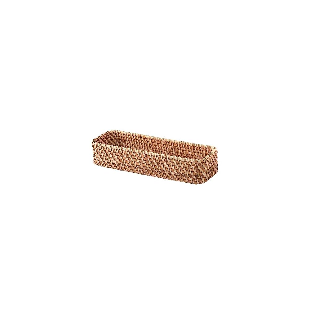 MUJI Stackable Rattan Rectangular Box, Half Size, Shallow, 26cm (W) x 9cm (D) x 6cm (H), 37525702