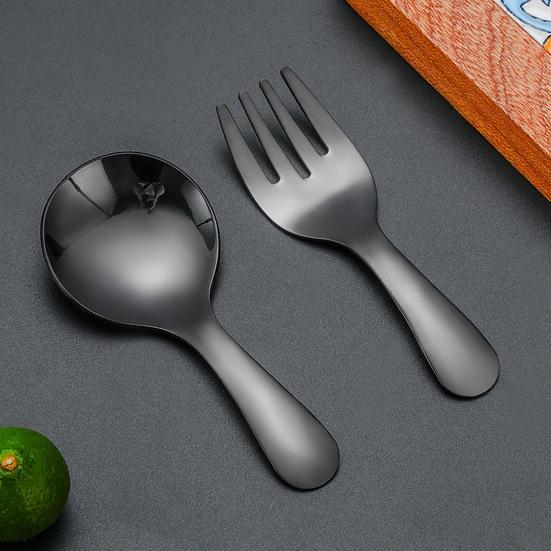 2 шт./компл. из нержавеющей стали, детская ложка, набор вилок с короткой ручкой, зеркальная полировка, мини-мороженое, десерт, чай, суп, ложка, набор вилок, кухонные столовые приборы, посуда