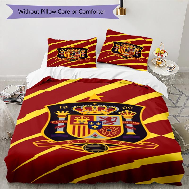 Spain's Royal Emblem Printed Pattern Duvet Cover Set – includes 1 duvet cover and 2 matching pillowcases Bedroom decor Christmas gifts