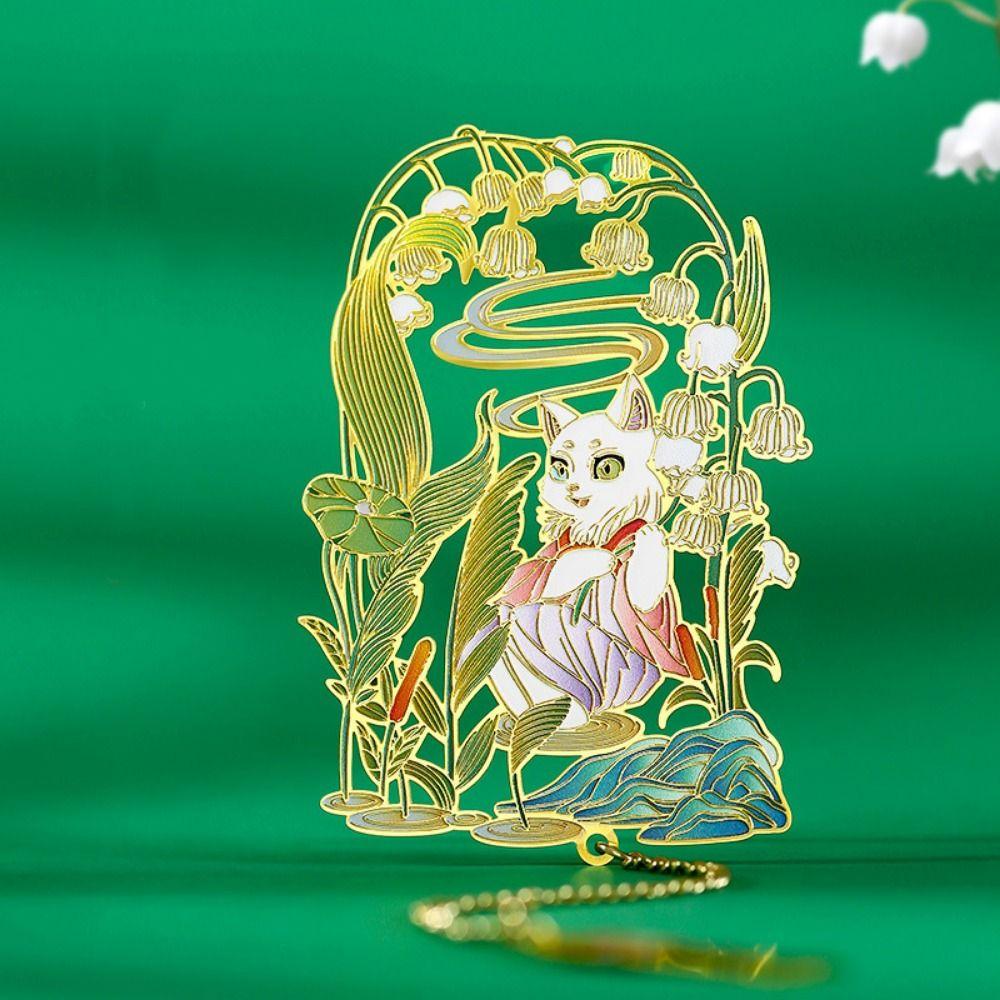 Кисточка-подвеска Закладка с китайскими зверями Креативная металлическая закладка Аксессуары для книг