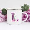 Кружки с фиолетовым принтом букв, креативные кофейные, винные чашки для напитков, чашка для молока, винтажные эмалированные кружки с ручкой, посуда для напитков, свадебные подарки для подружек невесты