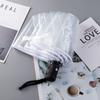 Transparent Folding Automatic Umbrella Men Ripple Edge Black Business Rain Umbrella Women Plastic Clear Ladies Parasol