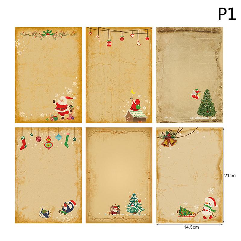 6 шт. Винтажная коричневая бумага для письма с буквами, праздничный конверт для приглашения на рождественскую вечеринку, рождественский узор, вечеринка на год Ноэль