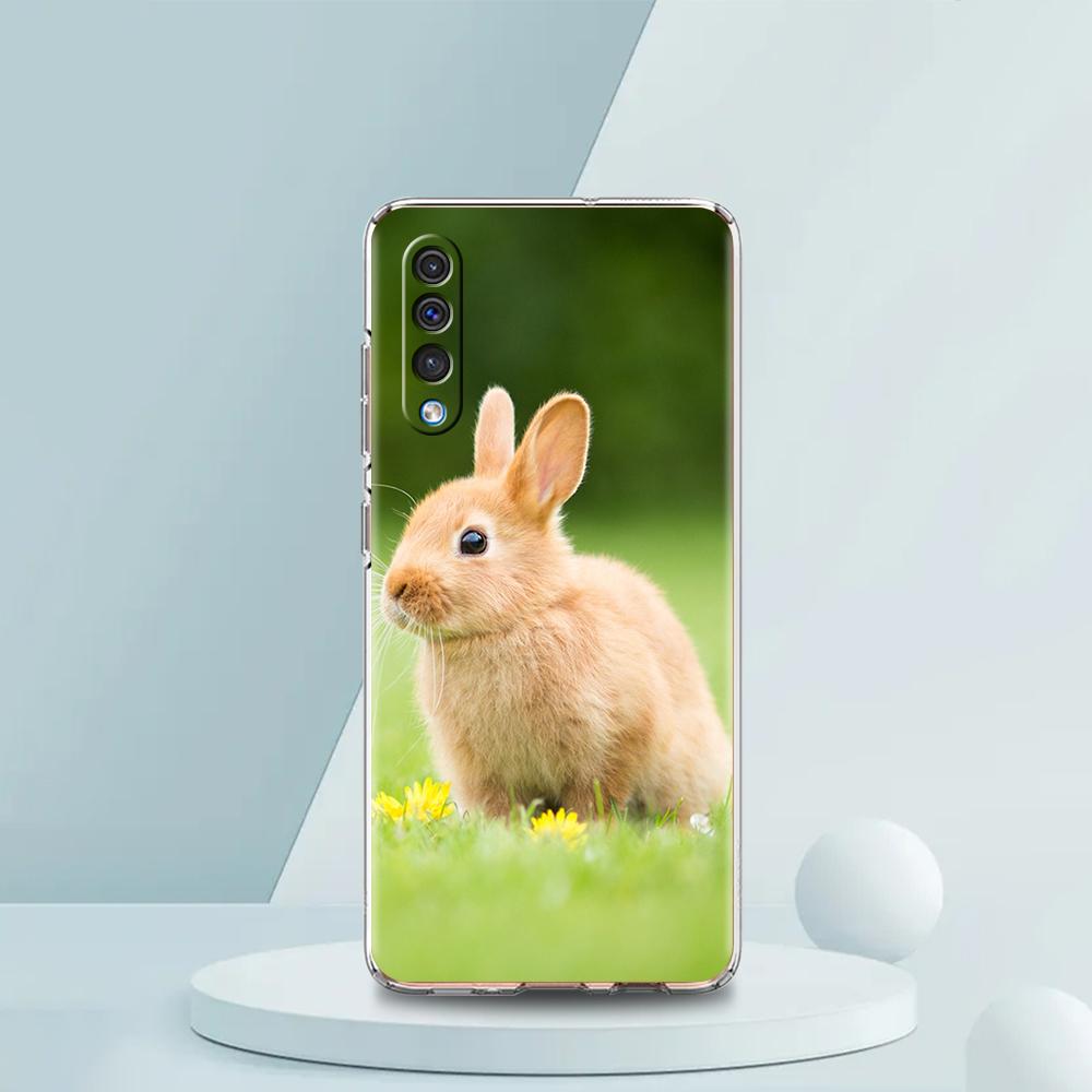 Cute White Baby Rabbits Phone Case For Samsung A16 A14 A12 A22 A32 5G A34 A42 A52 A54 A50 A70 A72 A30 A40 A20E A02S A04S A06