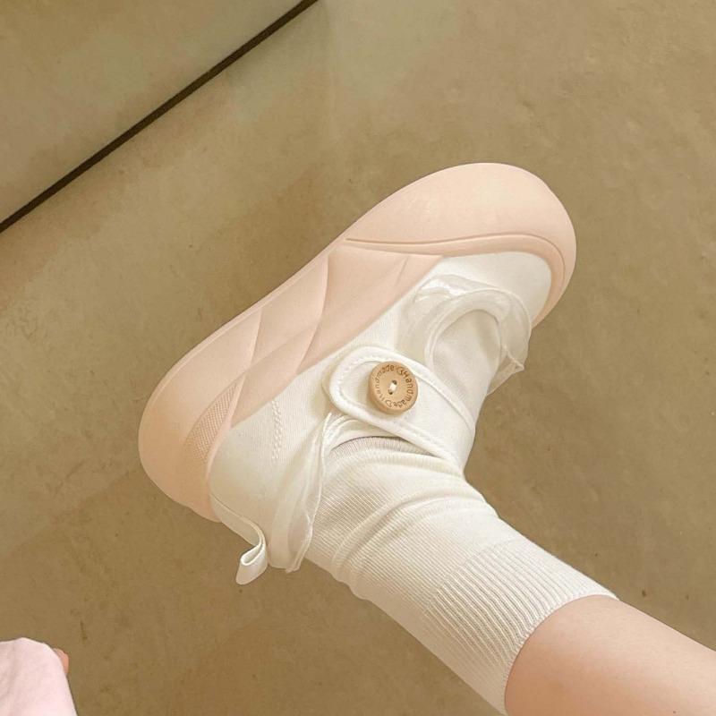 Women S White Lace Velcro Platform Mary Jane Sneakers For Students