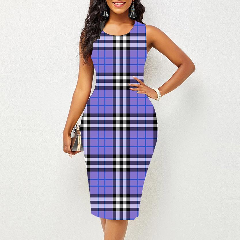 Женское платье Sling Summer Красочные платья с большим квадратным принтом облегающие без рукавов Slim Fit Сексуальная модная верхняя одежда