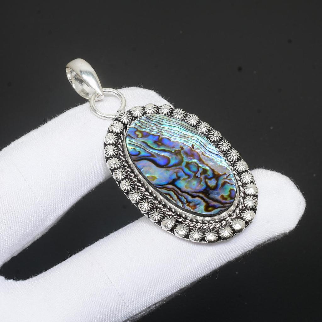 Abalone Shell Gemstone Handmade 925 Sterling Silver Pendant Designer Jewelry Pendant Natural Abalone Shell Pendant Jewelry For Gifts