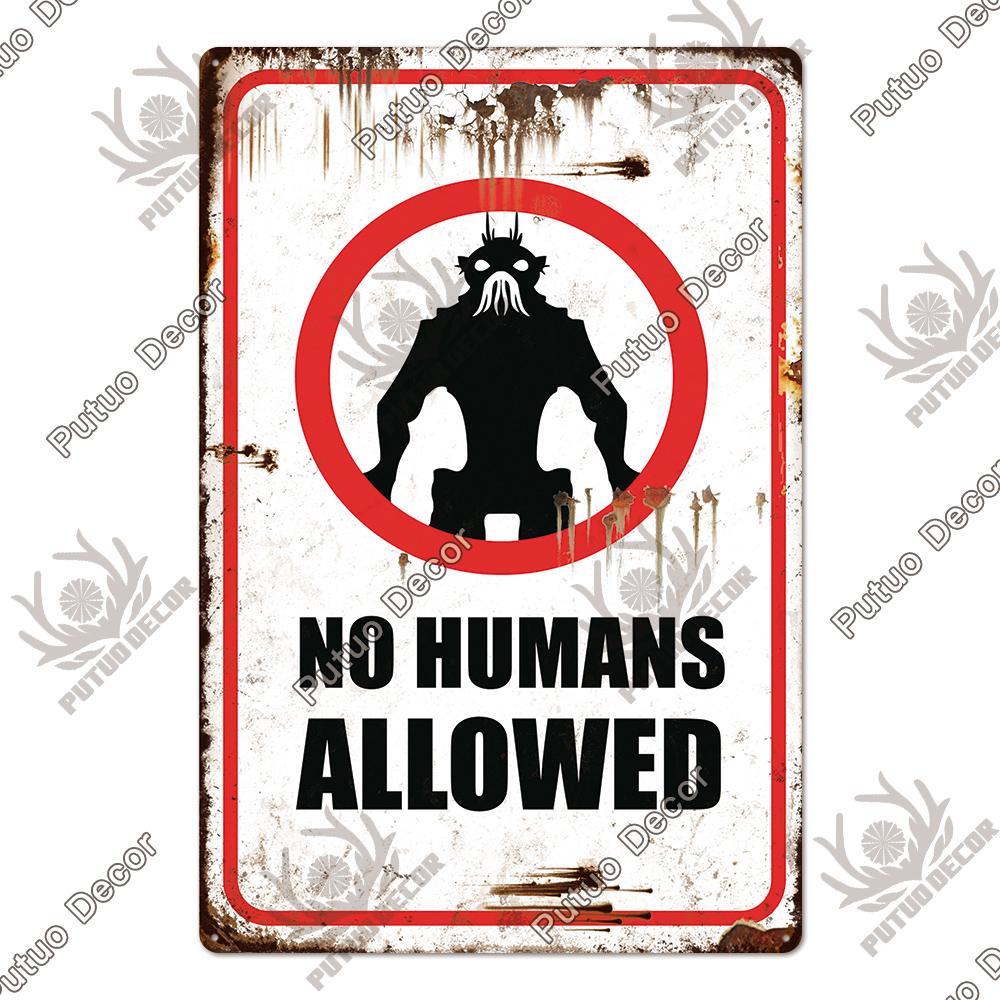 Putuo Decor Warning Vintage Metal Sign Plaque Metal Retro Tin Sign for Bar Club Park Backyard Home Man Cave Wall Decor