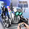 Remote Control Robot Dog Toy with Light Music 8 Wheels Gesture Sensing Interactive Mechanical Dog Educational Kids Electric RC Stunt Robot Puppy Toy