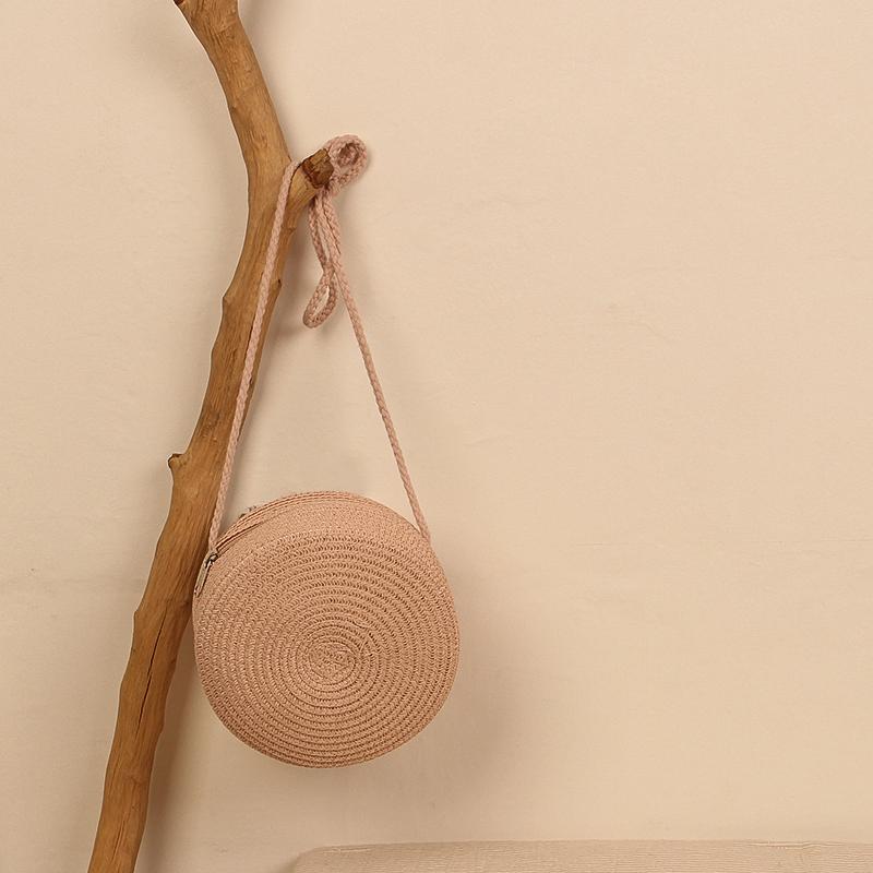 Модные круглые соломенные сумки для женщин, летние плетеные пляжные сумки, ручная работа, сумка через плечо, богемская сумка-мессенджер, сумка-тоут KTY