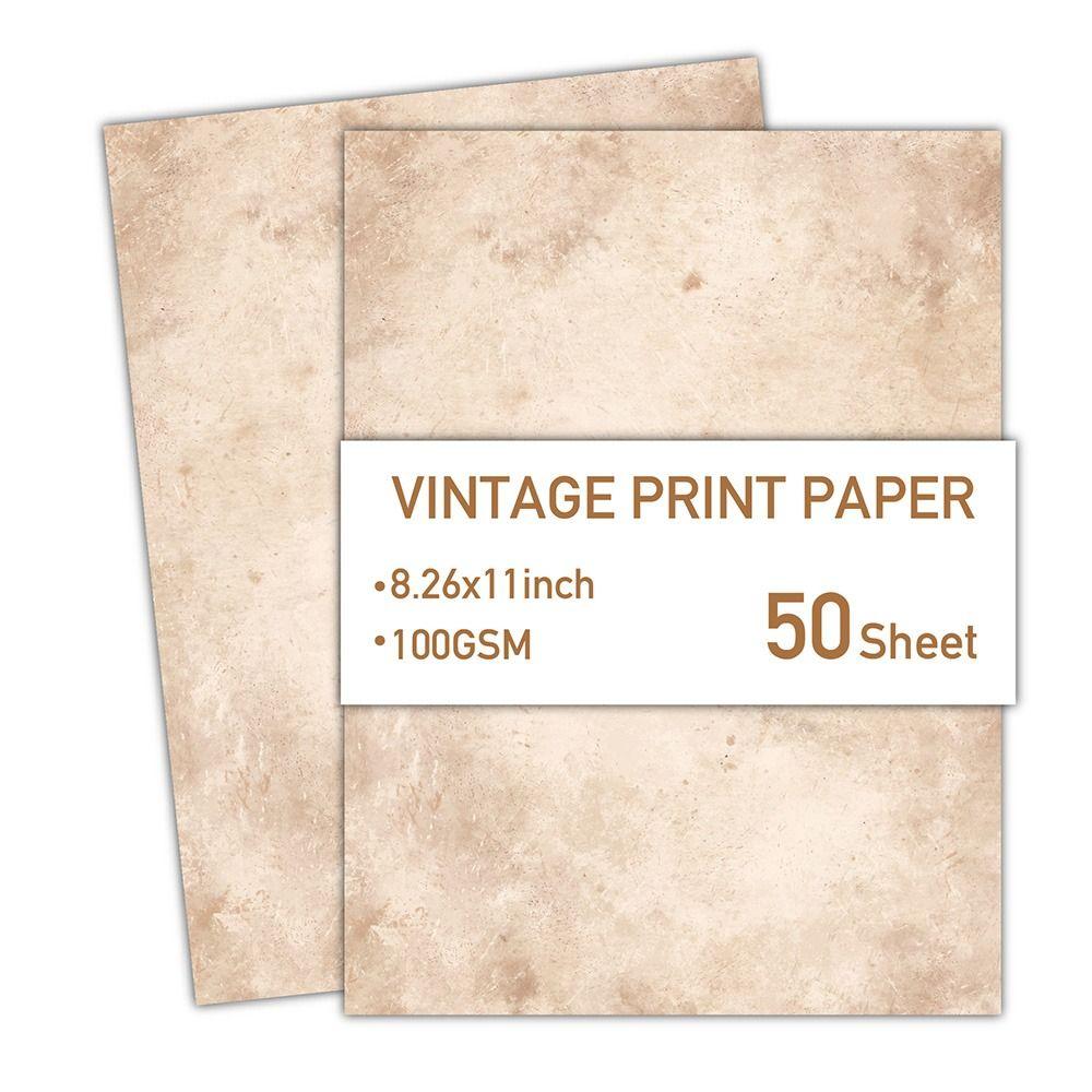 50 Sheets Classical Printing Paper Simple Pirate Scrolls Literary Scrapbook Letter Paper Envelopes