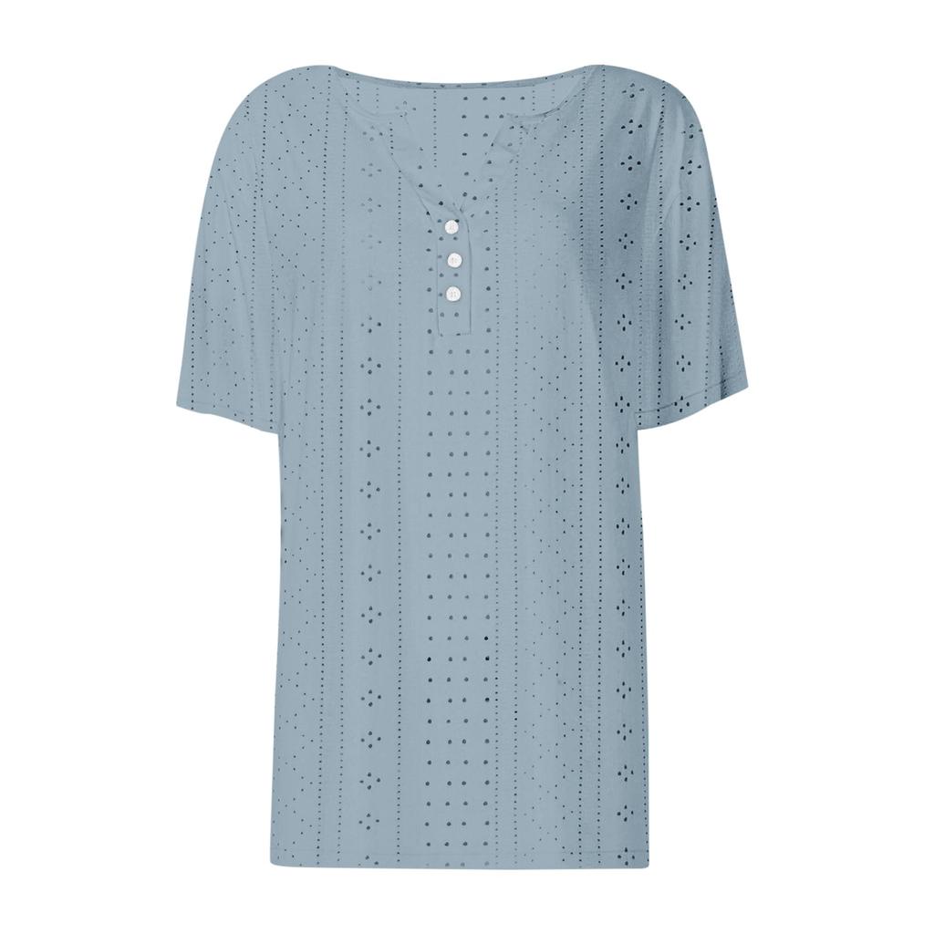 Женские летние топы в праздничном стиле, модные, повседневные, свободные, удобные, с V-образным вырезом, жаккардовые, с коротким рукавом, футболка