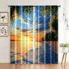 2pcs, Window Curtains Beach Sunrise Sunset Natural Scenery Versatile Polyester Fabric,Without Electricity Family Party Perfect