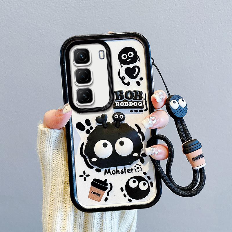 KEYSION Противоударный чехол для Infinix Hot 50 4G 5G со шнурком, силиконовый милый 3D чехол для телефона с мультяшной куклой для Infinix Hot 50 Pro 4G