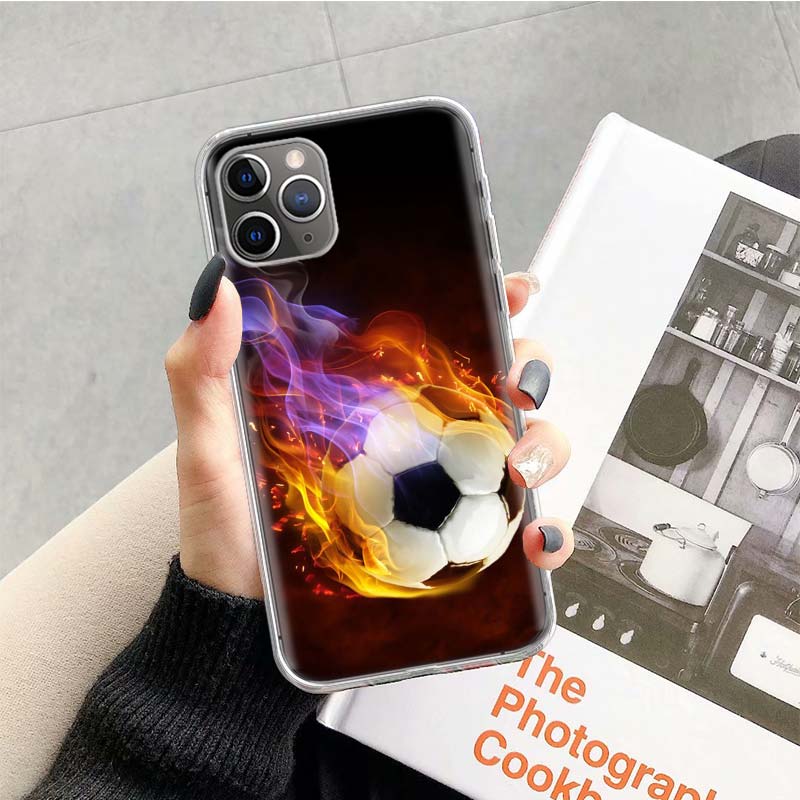 Football Soccer Ball Phone Case For Apple iPhone 17 Air 16 15 Plus 14 + 13 Mini 12 11 Pro Max 7 8 SE 16Max Soft Shell Cover Coqu