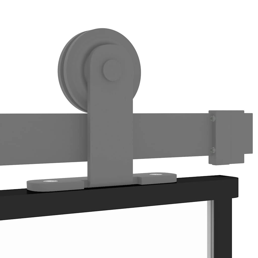 Vidaxl Drzwi Przesuwne, Czarne, 76X205 Cm, Szkło Hartowane, Aluminium