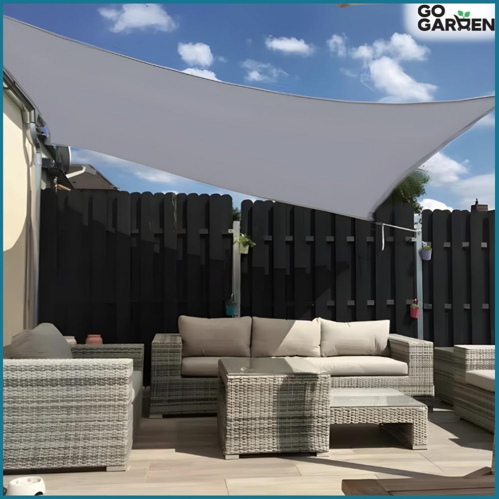 Sunshade terrace balcony protective shade sail gray canopy with handles 4x6 m