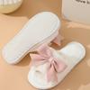 Cotton Slippers for Women, Winter Cute Bow Slippers, Indoor Home Warm Thick-soled Slippers, Anti-slip Toe Exposed Slippers