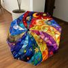 1PC Stained Glass Mandala Automatic Open/Close Umbrella with Windproof, 8-Rib Sturdy Canopy, Durable Ribs, Fashionable Design,1255A