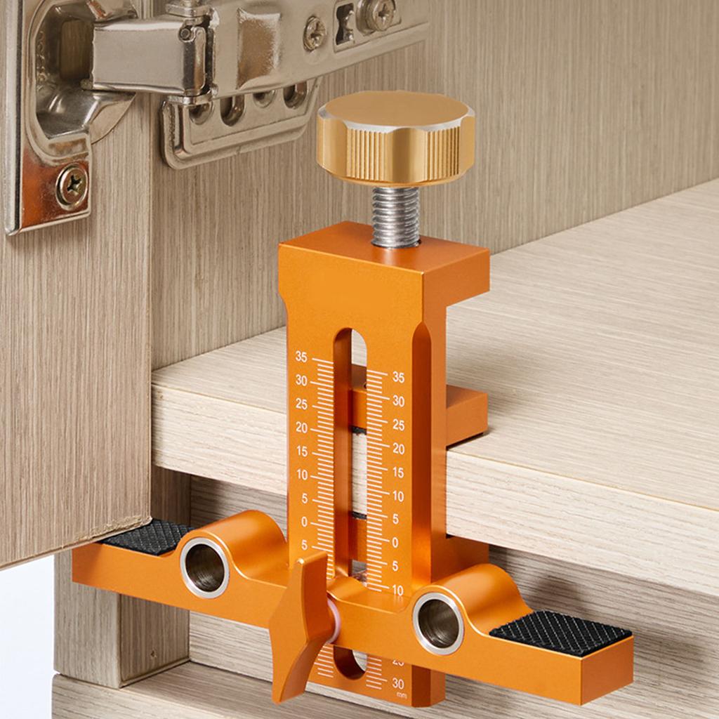 Cabinet Door Mounting Jig Aluminium Alloy Installation Positioner with 6 8 10mm Drill Bits Woodworking Multi Functional Position Tool