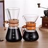 Фильтр-пот Кофейник из нержавеющей стали Стеклянный с фильтром Чайник Деревянная ручка Высокотемпературный Кофейная посуда Дом