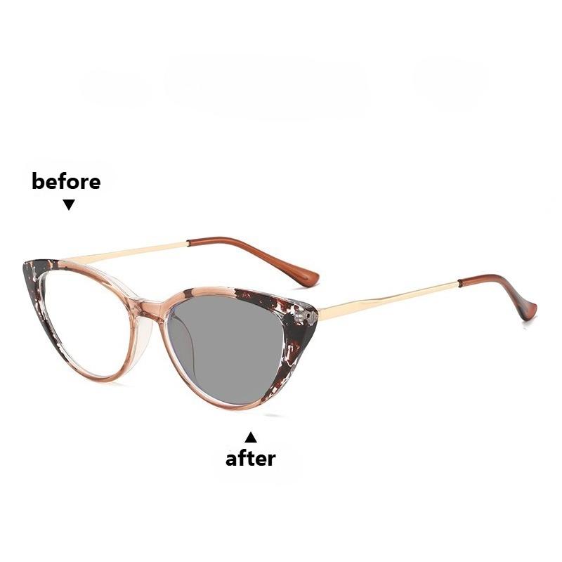 Фотохромные очки для близорукости с защитой от синего света для женщин и мужчин, стильные очки «кошачий глаз», меняющие цвет на улице, для близоркости, с защитой от УФ-лучей