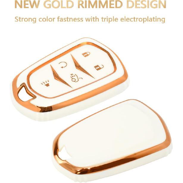 OFFCURVE for Cadillac Key Fob Cover, Premium Soft TPU Key Case Shell for Cadillac Escalade 2015-2019 CTS XTS ATS STS XT4 XT5 CT6 SRX Smart Key Holder