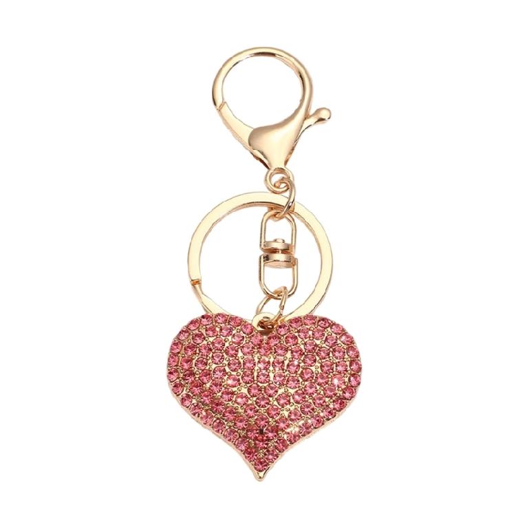 Stylish Heart Keychain Rhinestones Highlighted Charm Corrosion Resistant Key Chain for Keys or Bag Decoration