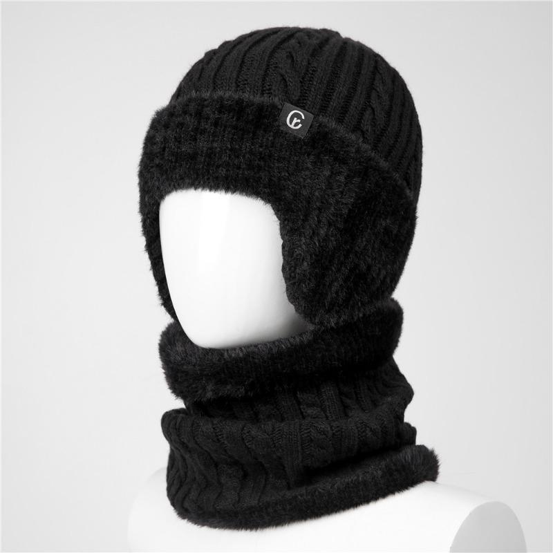 Шапка Мужская зимняя вязаная шерстяная шапка Утепленные ушные клапаны Теплая и холодная хлопковая шапка