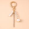 Fashion Pearl Shell Starfish Keychain Y2K Crystal Key Ring Pendants for Women Girls Handbag Decor DIY Summer Beach Jewelry Gifts