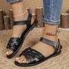 2025 Roman Women Flat Sandals Beach Low Heel Casual Slip-On Sandals for Women Spring Summer Footwear