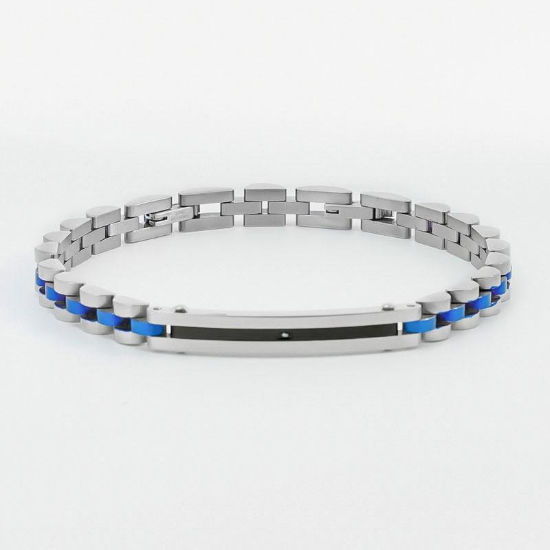 Titanium Steel Couple Bracelet With Zircon Inlay Geometric Design Hypoallergenic Non-Tarnish Fashion Jewelry Men Women