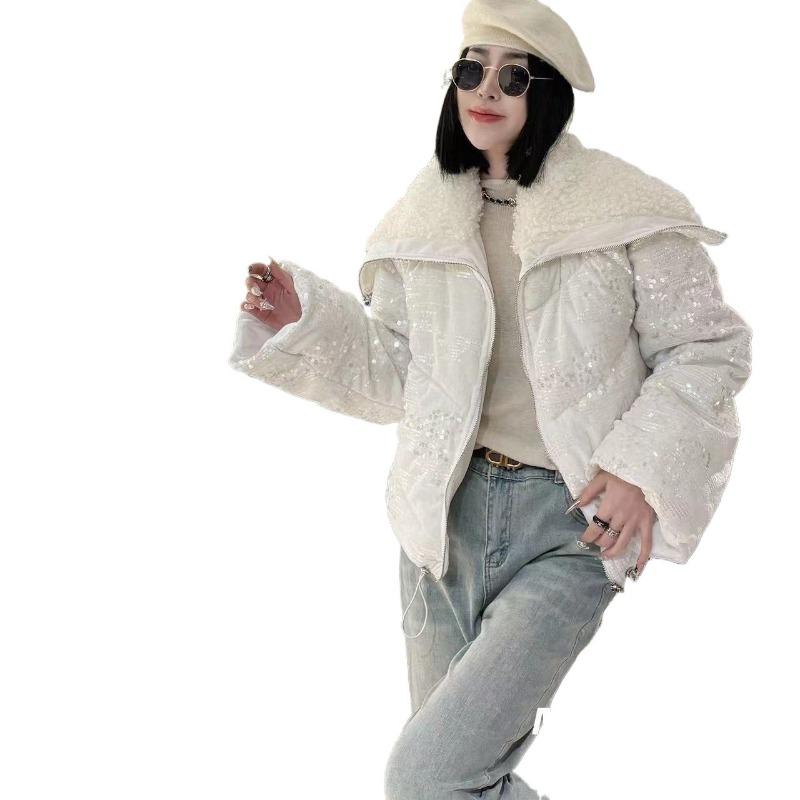 New Full-body Sequined Down Cotton-padded Clothes, Small Jackets, Bright New Battle Robes, Warm Cotton-padded Clothes, Fashionable.