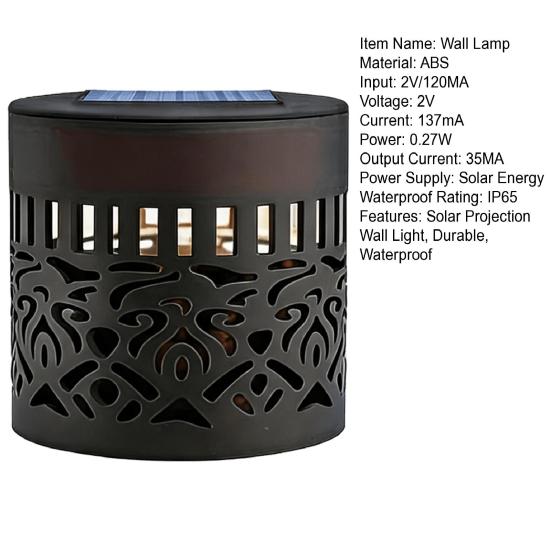 Solar Wall Lamp, Seven Color Changing Projector Light, with Hollow Pattern Design IP65 Waterproof Wall Light, for Outdoor Patio Garden Fence Decor
