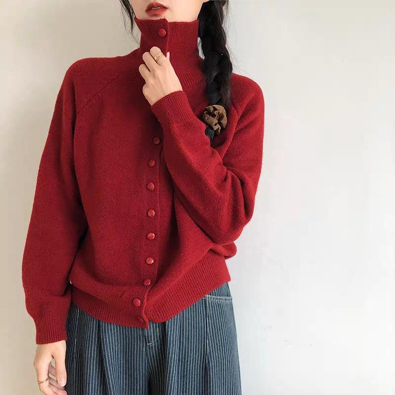 Универсальный кардиган-куртка с высоким воротником, женский осенне-зимний, новый, свободный и тонкий, утолщенный, мягкий и восковой свитер