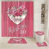 Набор из 4 предметов: шторка для душа для ванной комнаты, розовые цветы, шторка для ванной с 12 крючками, нескользящие коврики, коврик для крышки унитаза, перегородка для ванной
