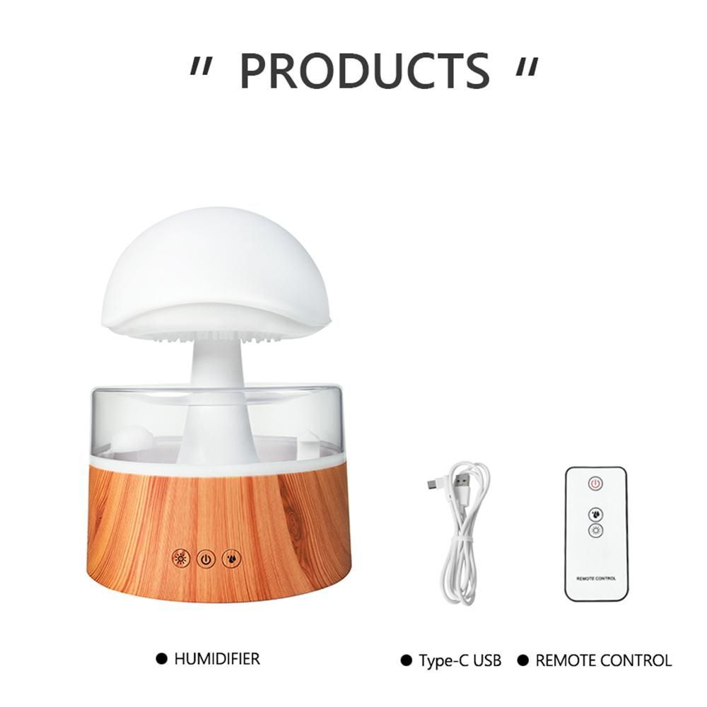 Rain Cloud Humidifier Water Drip White Noise Essential Oil Diffuser 500ml Mute Ultrasonic Mushroom