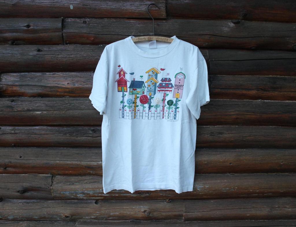 Vintage Vicki Melhart Cute Bird Houses Single Stitch T-Shirt Adult Size Large