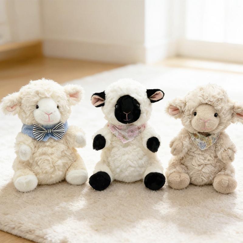 22CM Kawaii Creative Cartoon Fluffy Black Faced Sheep Plush Toys Soft Accompany Stuffed Animal Cuddle Pillow Kids Birthday Gifts