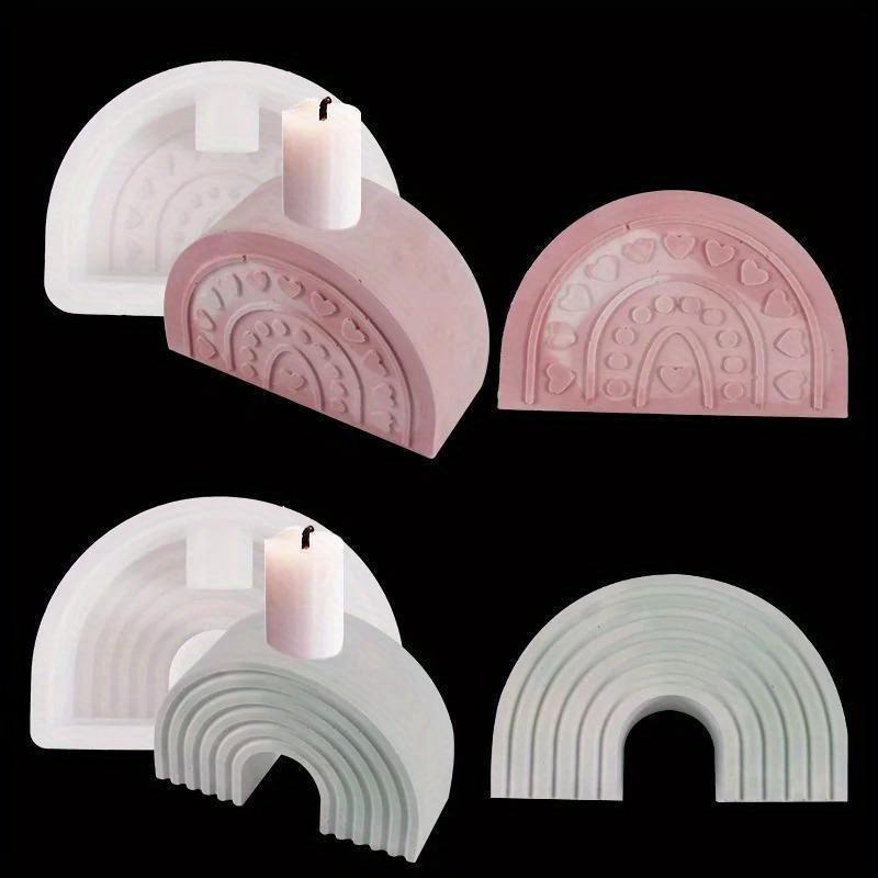 Acuan Silikon Pemegang Lilin, Acuan Pelangi Gerbang Resin Titis, Acuan Gipsum DIY, 1pc LS