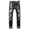 Европейский весенний тренд: Мужские черные и серые рваные скинни-джинсы с брызгами краски
